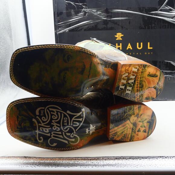 NEW Tin Haul Men's 11.5 Deuce Take The Money And Run Cowboy Western Boots - Picture 8 of 13